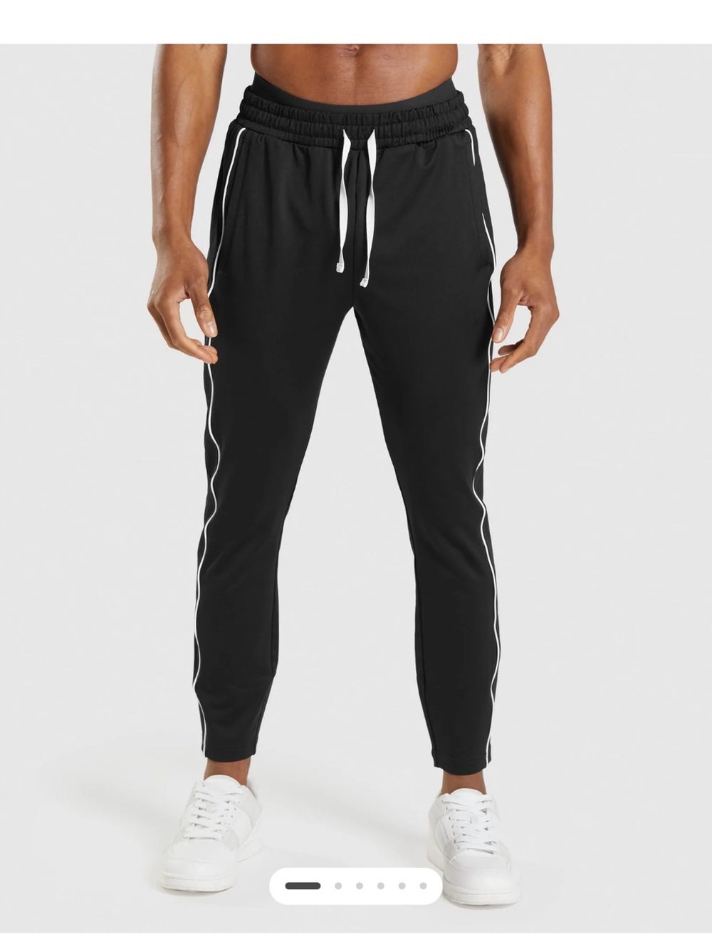 Gymshark Men’s Black Performance Joggers White Side Stripe Size M